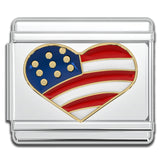 Italian Charms - USA Heart Flag
