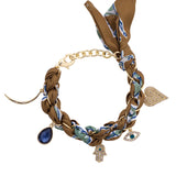 Winnie Scarf Charm Bracelet in Brown & Green