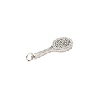 Side view of the Silver Tennis Racket w/ Cubic Zirconia Charm