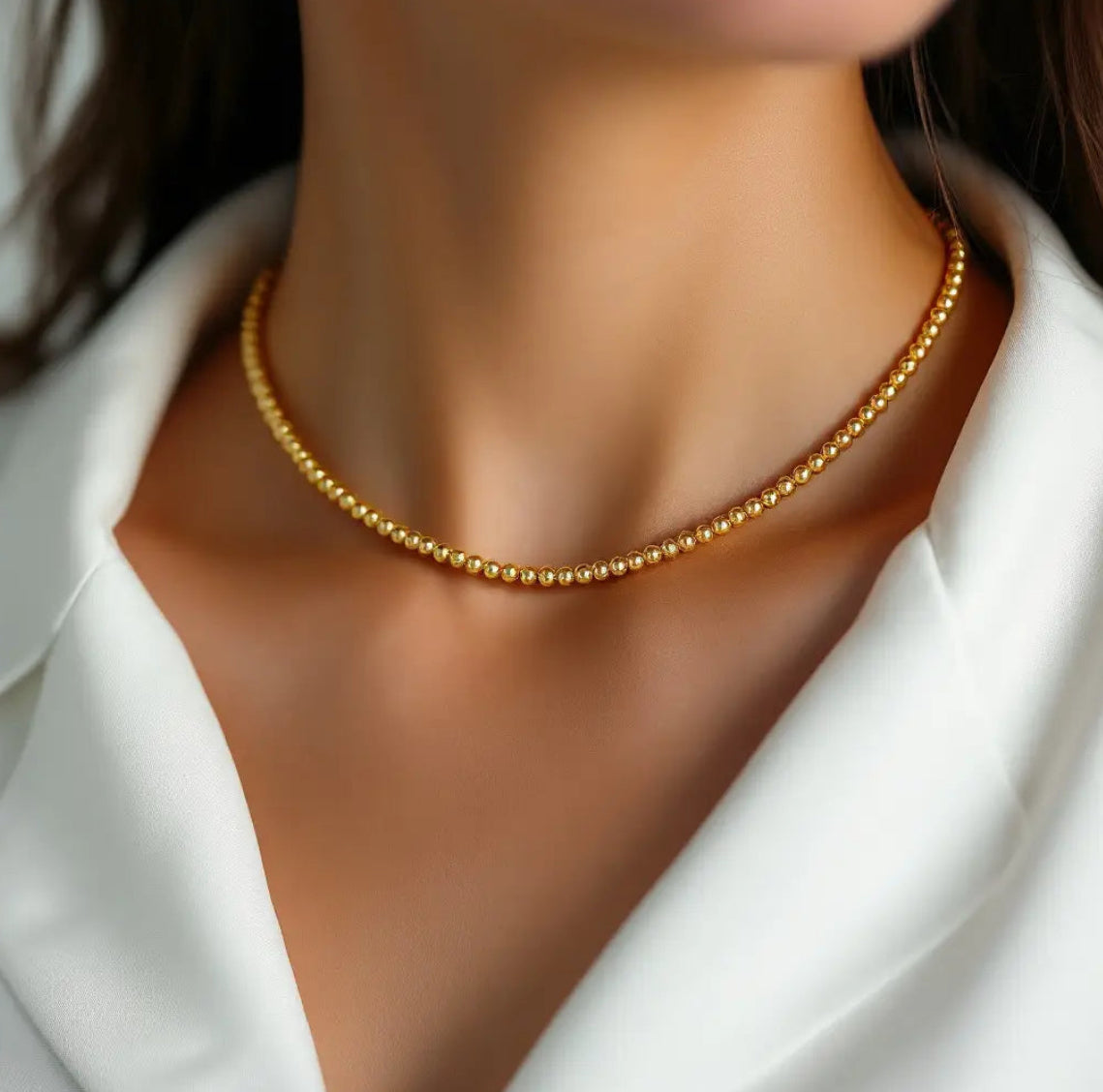 3MM | ANTI-TARNISH GOLD-FILLED CLASSIC BALL BEADED CHOKER/NECKLACE
