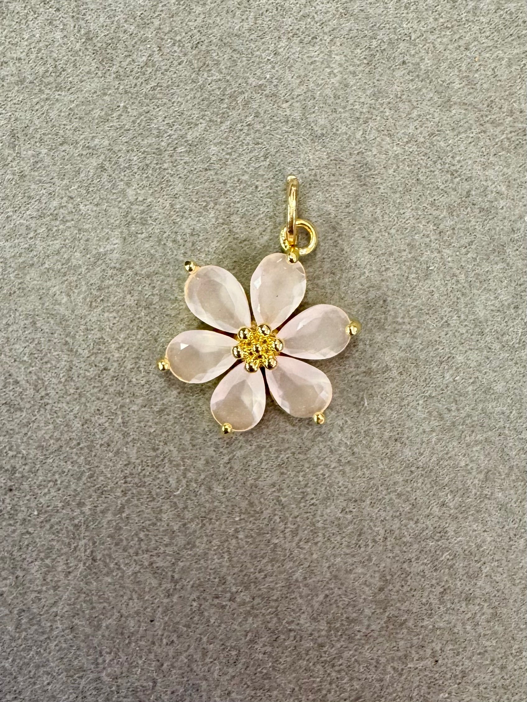 Pink Frosted Flower Charm