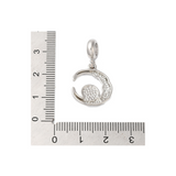 Silver Iridescent Bubble Moon Charm - size chart 