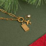 Gold Stainless Steel Travel Charm Holder Necklace Gift Set