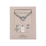 Gold Stainless Steel Travel Charm Holder Necklace Gift Set