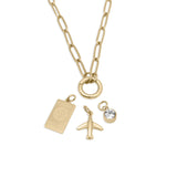 Gold Stainless Steel Travel Charm Holder Necklace Gift Set