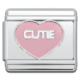 Italian Bracelet Charm -  CUTIE PINK HEART