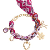 Cassie Scarf Charm Bracelet in Fuchsia/Orange/White