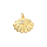 Transparent Gold Lyra Shell with Cubic Zirconia Charm