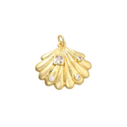 Transparent Gold Lyra Shell with Cubic Zirconia Charm