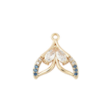 Transparent Gold Whale Tail Whisper with Cubic Zirconia Charm 