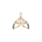 Transparent Gold Whale Tail Whisper with Cubic Zirconia Charm 