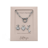 18K Gold Stainless Steel Pet Charm Holder Necklace Gift Set