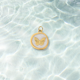 Gold Whimsical White Butterfly Charm | Waterproof Stainless Steel