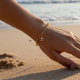 Gold First Class Jet with Rhinestone Charm | Waterproof Stainless Steel