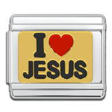 Italian Bracelet Charms - "I LOVE JESUS" Religious