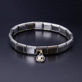 Italian Bracelet Dangle Charm - 2 Cats (Black/White)