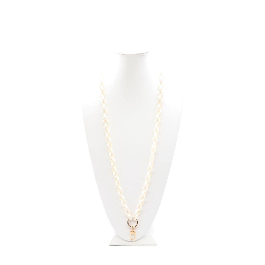 Front of the White Lanyard Charm Necklace