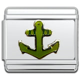 Italian Bracelet Charm - Anchor (Green)