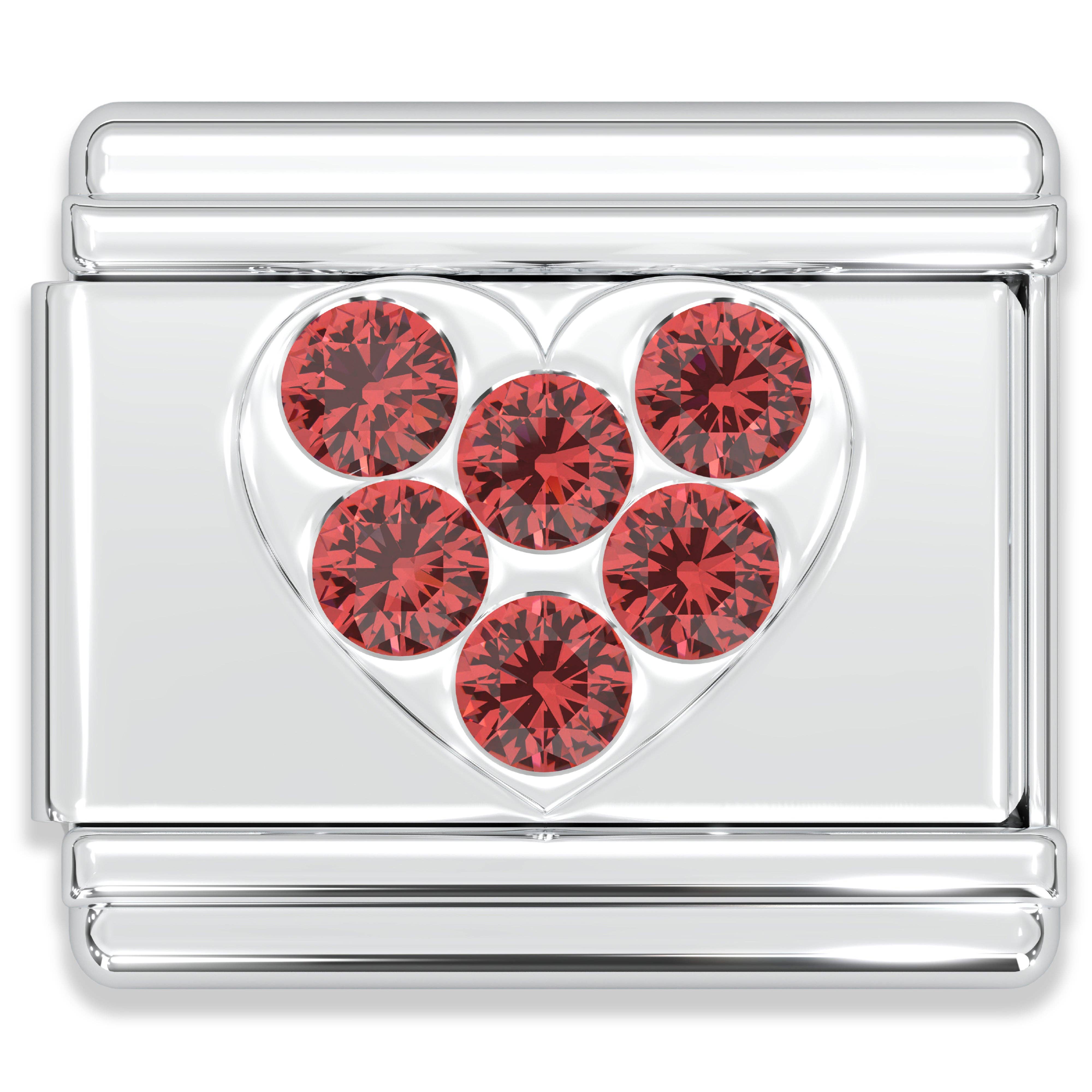 Italian Charm Bracelet Charms - Rhinestone Heart Links