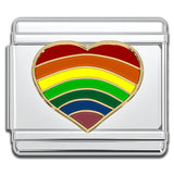 Italian Bracelet Charm - Rainbow Heart