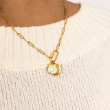 18K Gold Pearl Sunburst Charm Holder Necklace Gift Set
