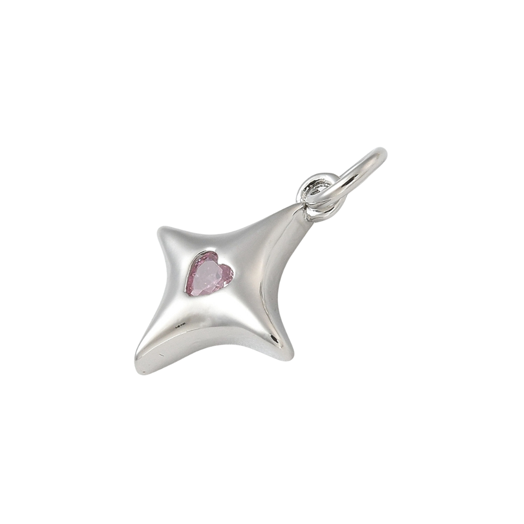 Side View of the Silver Gleaming Star Charm