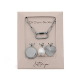 18K Gold Pearl Sunburst Charm Holder Necklace Gift Set