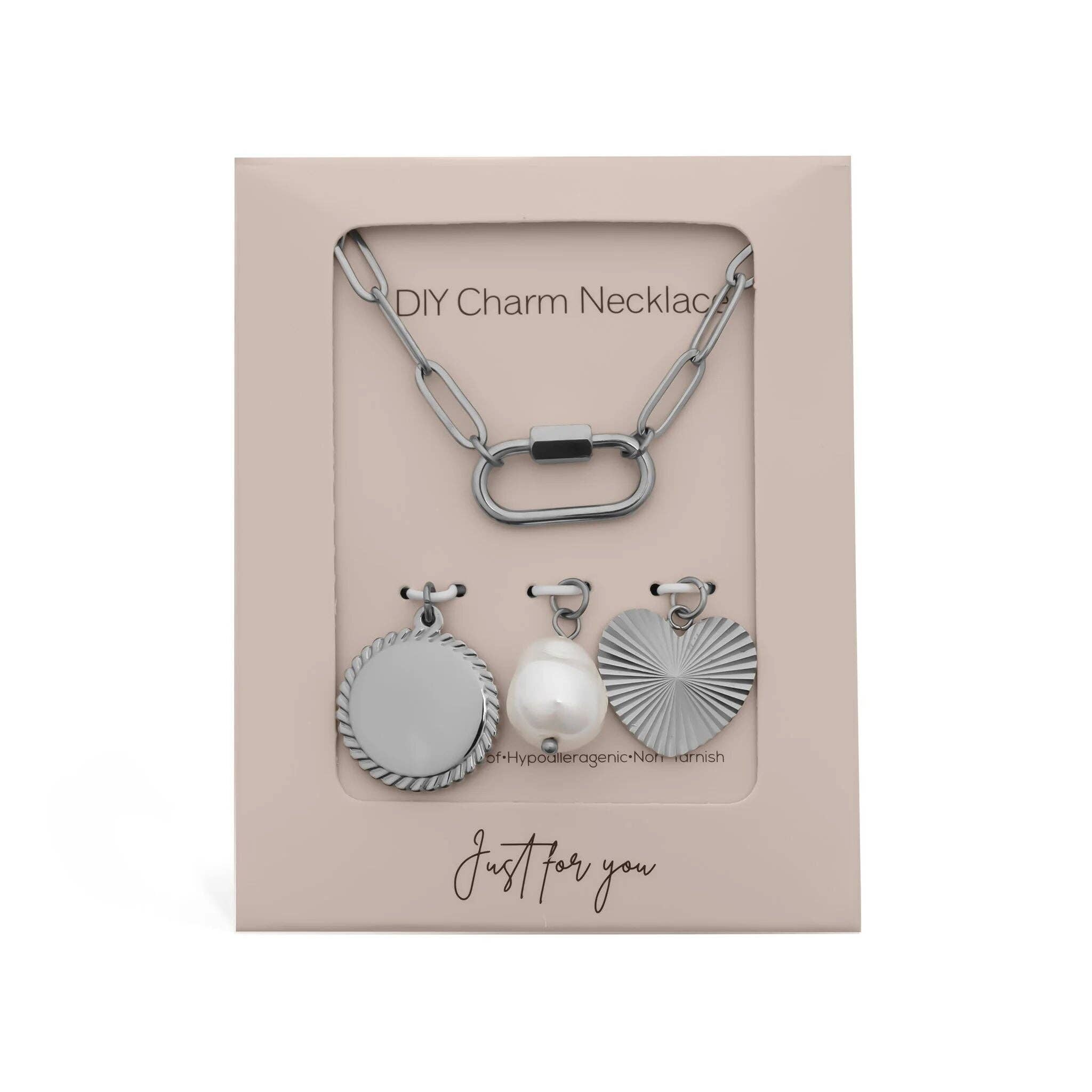 18K Gold Pearl Sunburst Charm Holder Necklace Gift Set