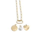 18K Gold Pearl Sunburst Charm Holder Necklace Gift Set