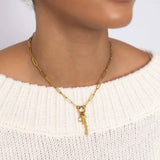 Gold Stainless Steel Cowboy Charm Holder Necklace Gift Set