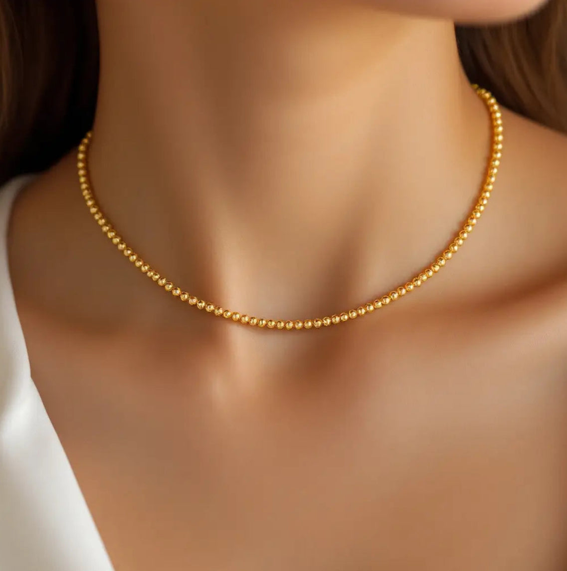 2MM | ANTI-TARNISH GOLD-FILLED CLASSIC BALL BEADED CHOKER/NECKLACE