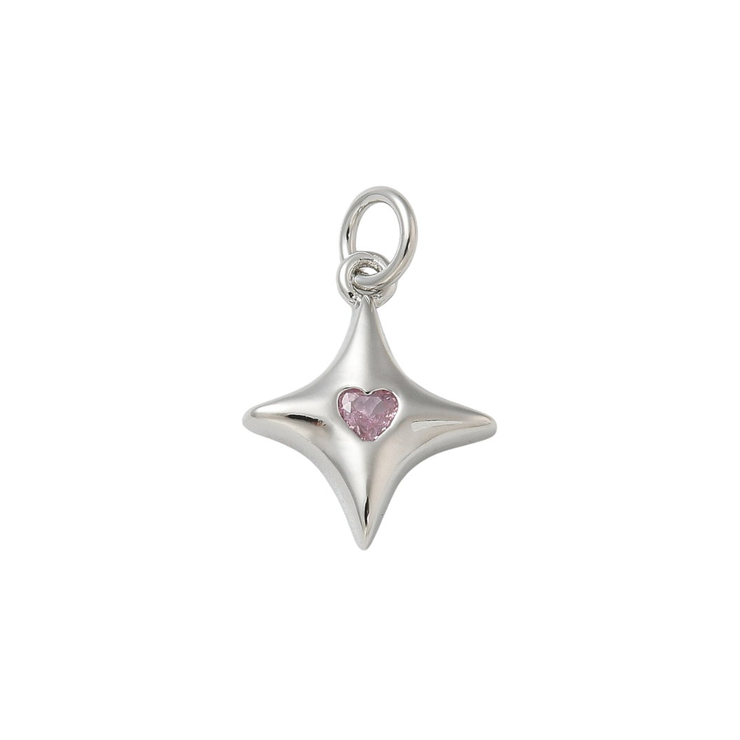 Front View of the Silver Gleaming Star Charm