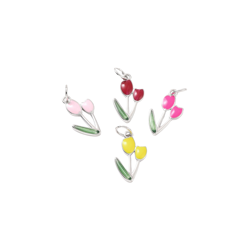 Front View of the Silver Springtime Bloom Tulip Charm | Assorted