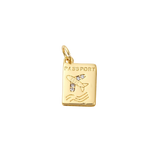 Gold First Class Passport with Cubic Zirconia Charm
