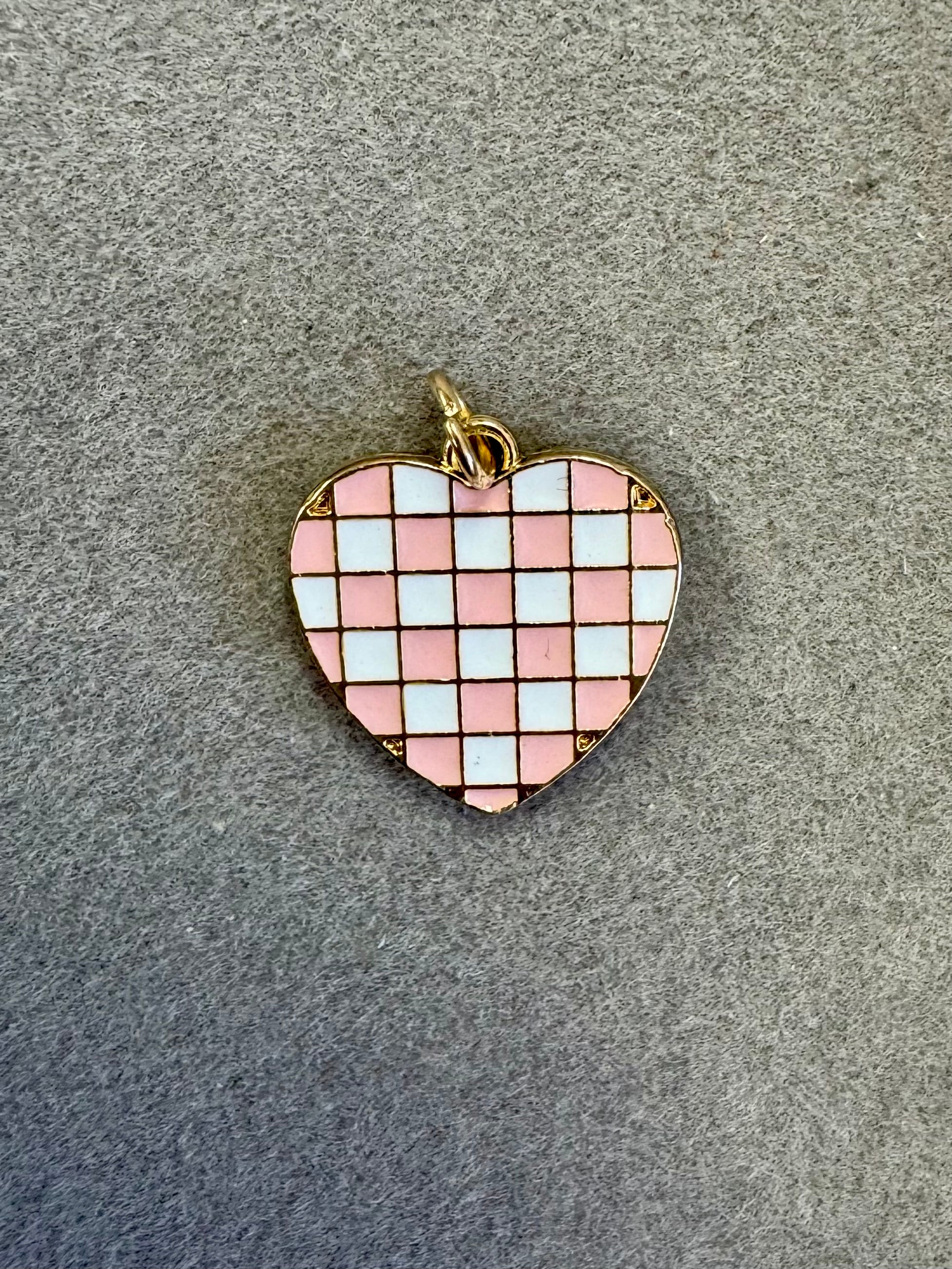Checkered Heart Charm