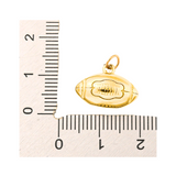 Front of the Gold Engraved Football Charm with a ruler