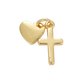 Gold Heart and Cross Charm