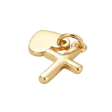 Gold Heart and Cross Charm