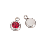 Front and back of the Silver Rhinestone  Charm in Red