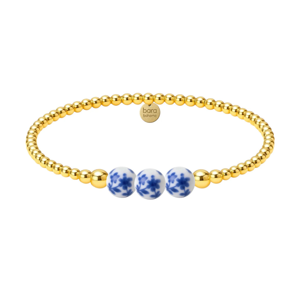 MAGNOLIA | GOLD FILLED BEADED BRACELET WITH PORCELAIN