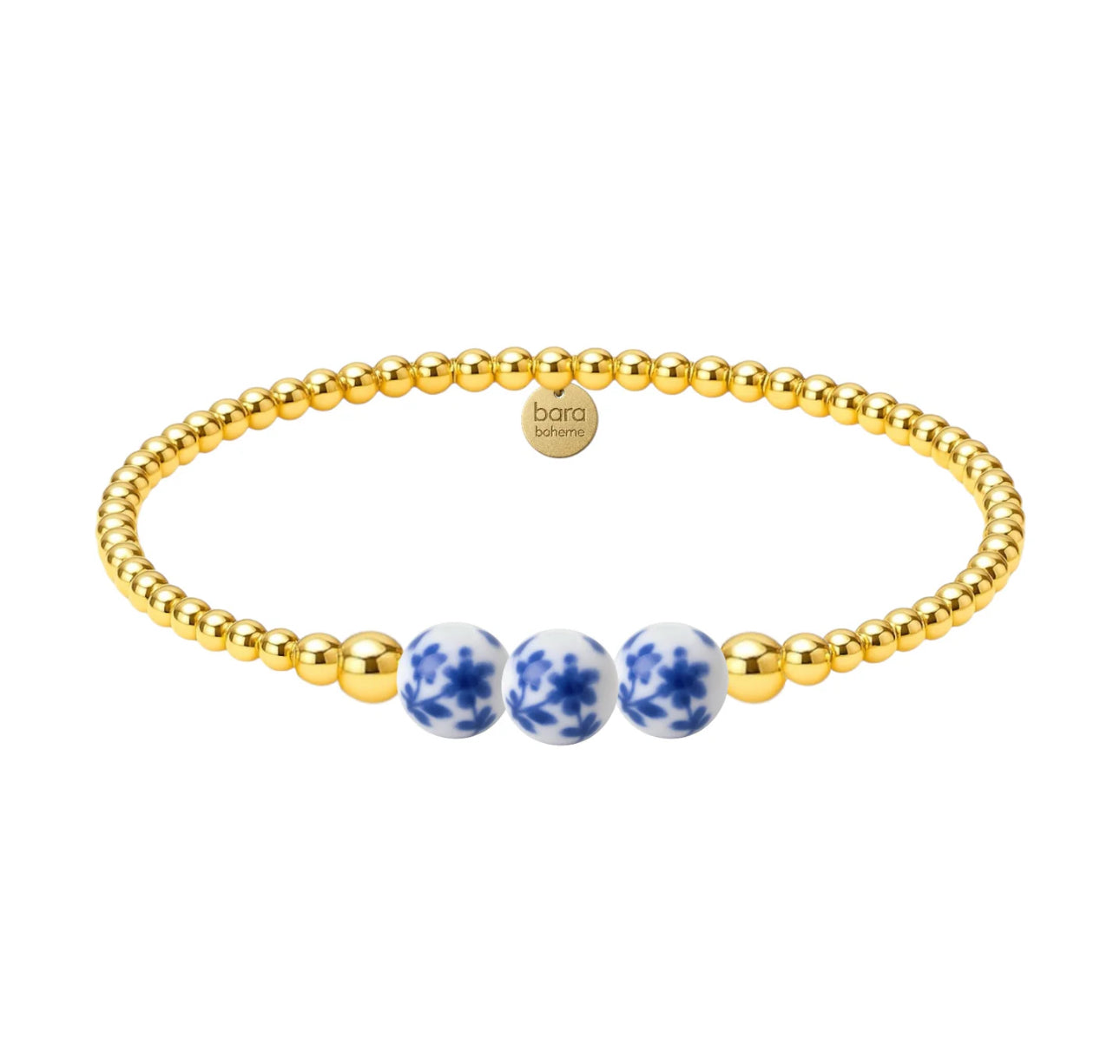 MAGNOLIA | GOLD FILLED BEADED BRACELET WITH PORCELAIN