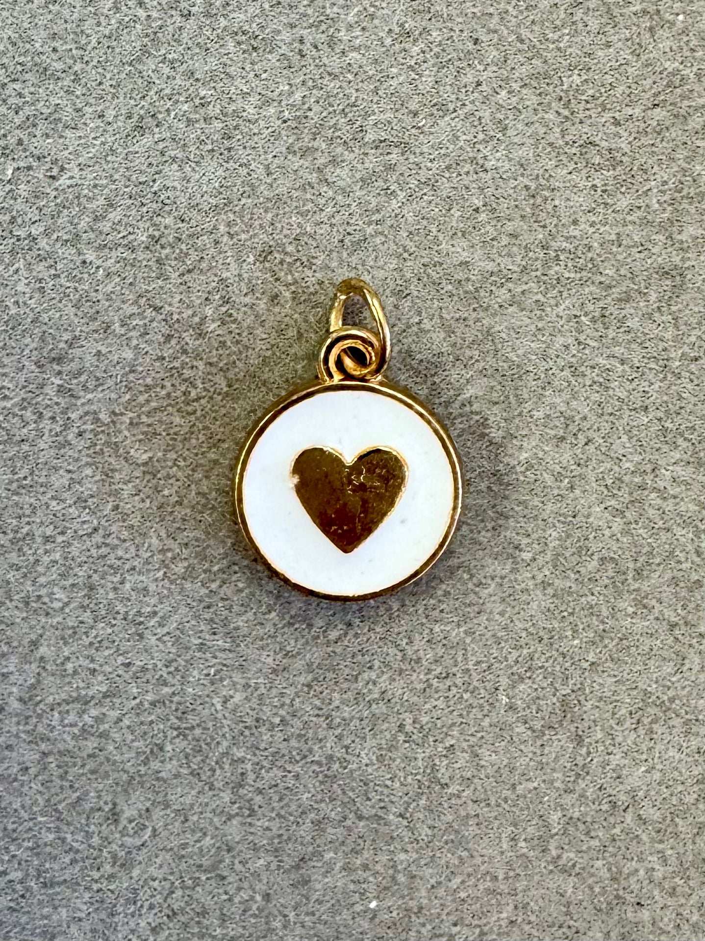 White Round Heart Charm