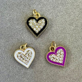 Purple Bling Heart Charm