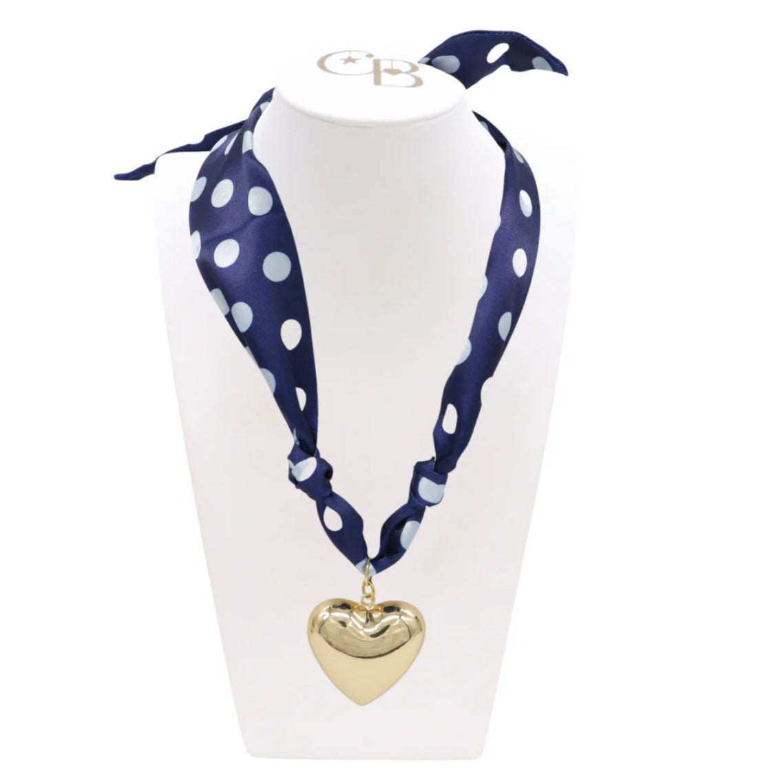 Navy Polka Dot Scarf Necklace