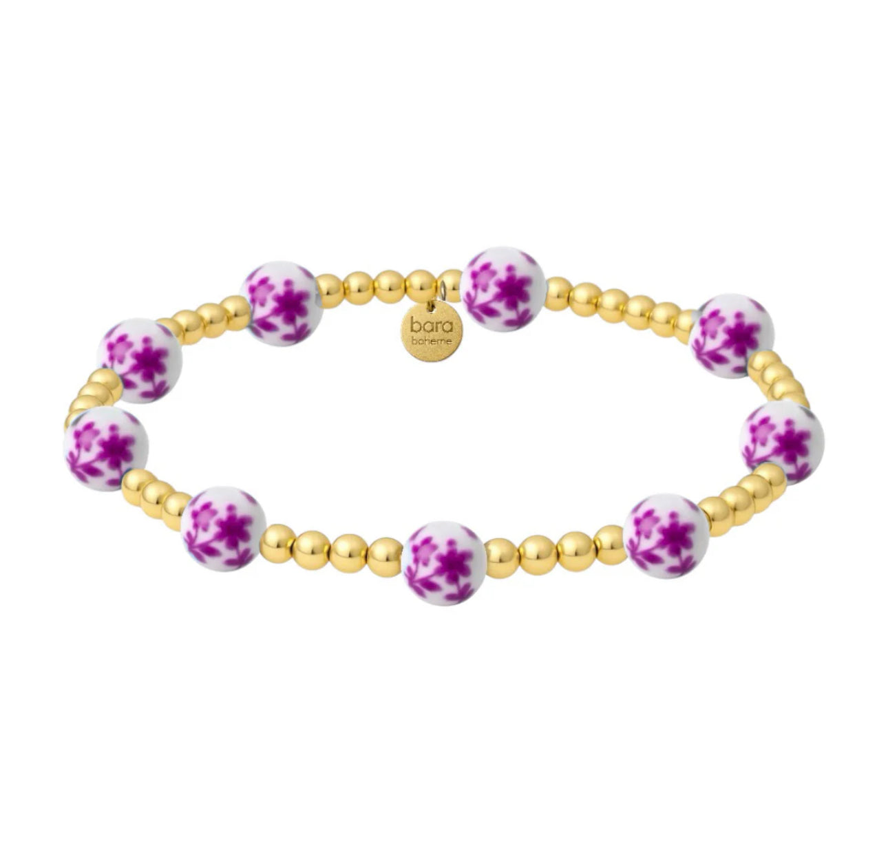 ORCHID | GOLD FILLED BEADED BRACELET WITH PORCELAIN