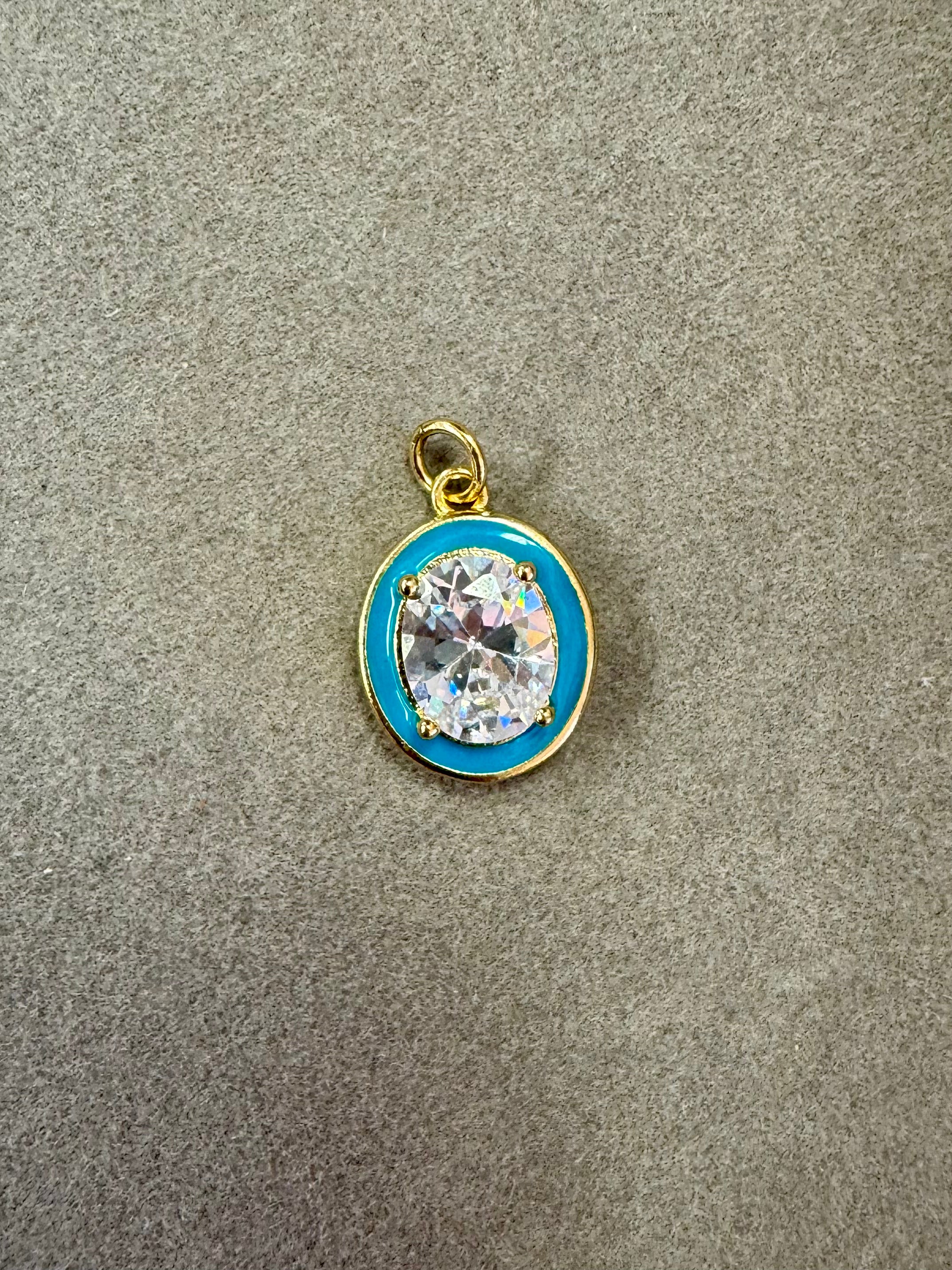 Teal Round Bling Charm