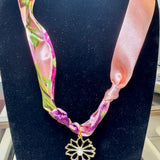 Scarf Necklace - Light Pink/Flower