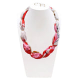 Red & Pink Thick Bubble Scarf Necklace