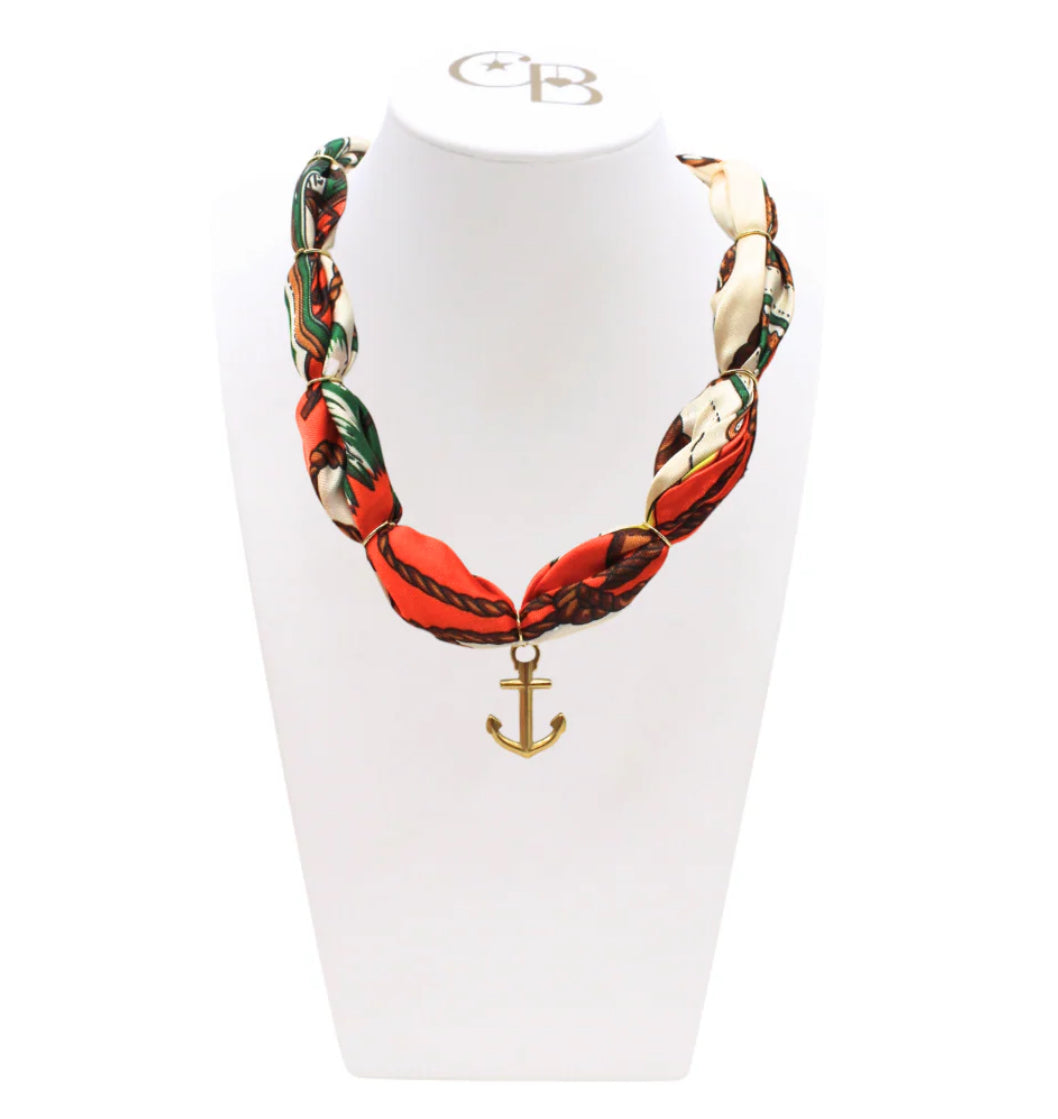 Orange Thick Bubble Scarf Necklace