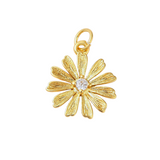 Front view of the Gold Flower with Rhinestone Center Charm